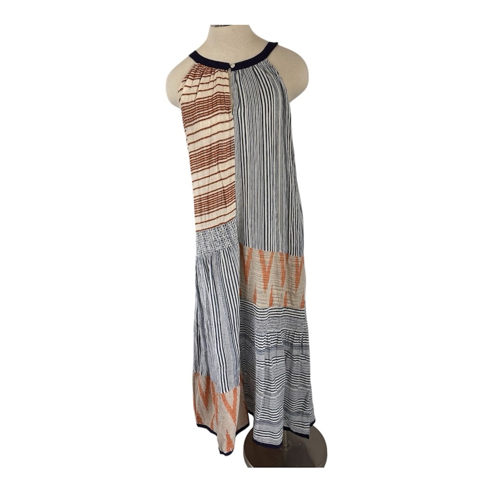 Anthro THML Mixed Print Patchwork Maxi Dress Boho Halter Neck Tiered Lagenlook - Picture 2 of 8